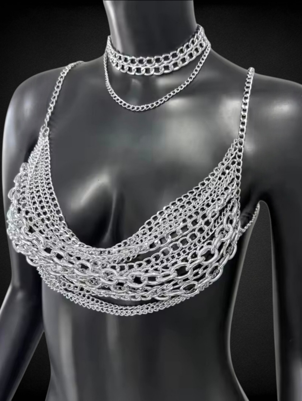 NEW Chained Mesh Bralette Necklace ▪︎ Silver ▪︎ OSFA